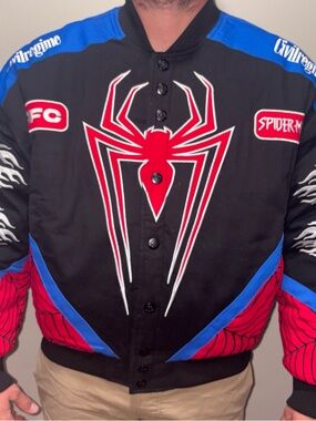 Civil Regime x Spider-Man Black & Red Bomber Jacket Men’s M NWT